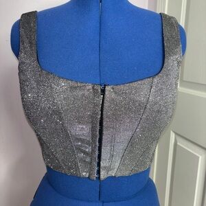Sparkly Corset Top Silver Party